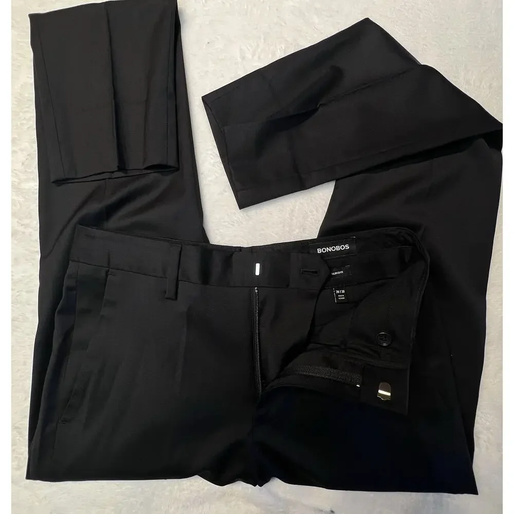 Bonobos Jetsetter Black Suit 36R 29x30 Standard Fit Wool Stretch NWOT